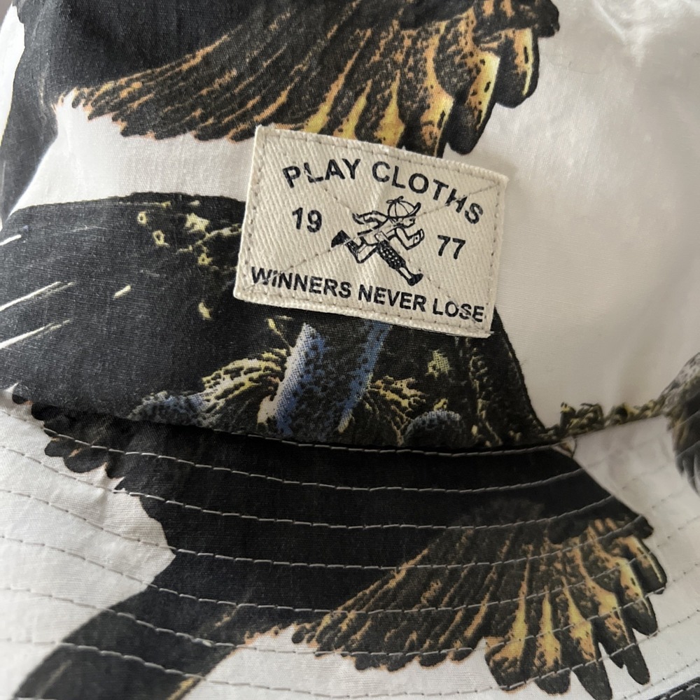 Play Cloths Winners Never Lose Eagle Bucket Hat Cream White Gold Streetwear Cap